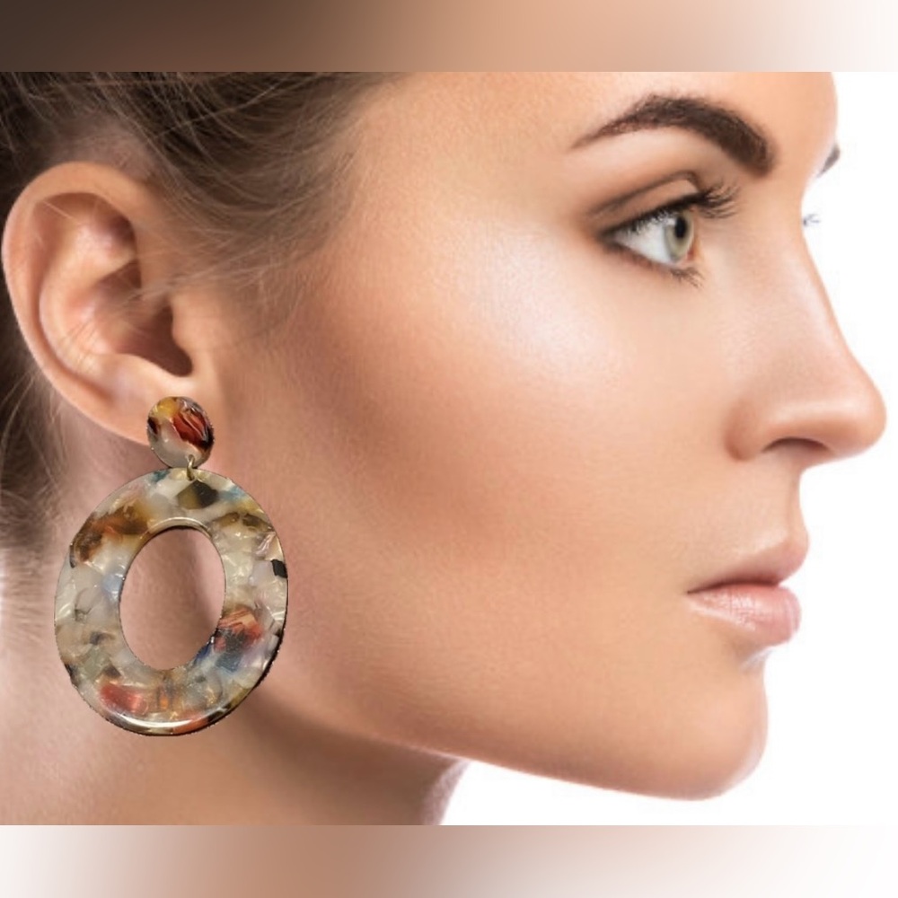 Multi Open Oval Post Back Earring - image 1